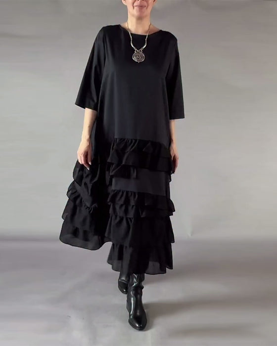 Jurk Met Ronde Hals En Dubbele Laag