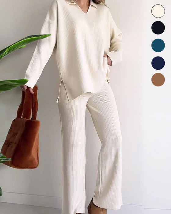 Twee - delig Set Met Eenkleurige En Brei - kenmerken