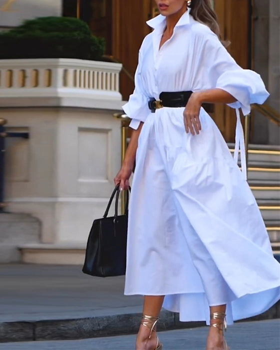 Effen kleur losse swingjurk