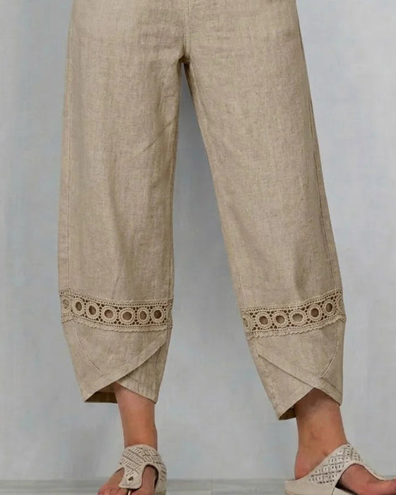 Broek Effen Opengewerkt Casual
