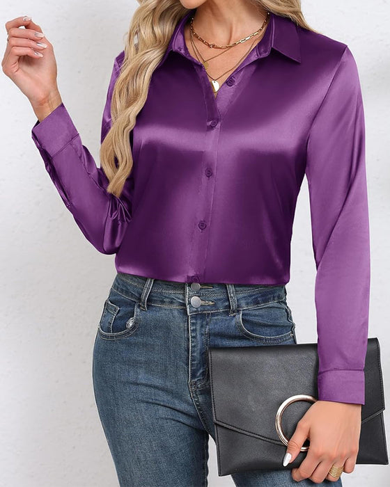 Shirt Effen Kleur Langmouw Gedrapeerd