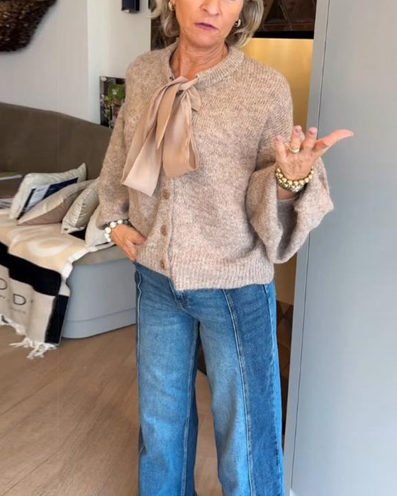 Cardigan Jas Met Elegante Stijl, Lantaarnmouw Ontwerp