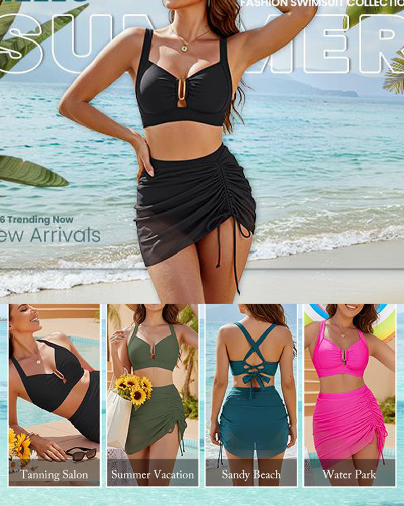 Bikini Vakantie Effen Kleur Vetersluiting