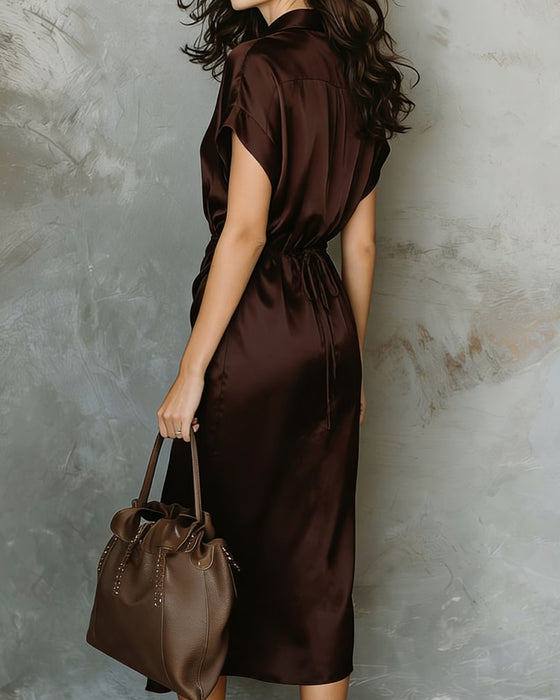 Jurk Reverse Elegant Overhemd Midi