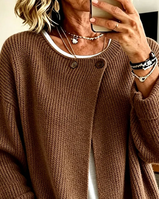 Cardigan Effen Kleur Lange Mouwen
