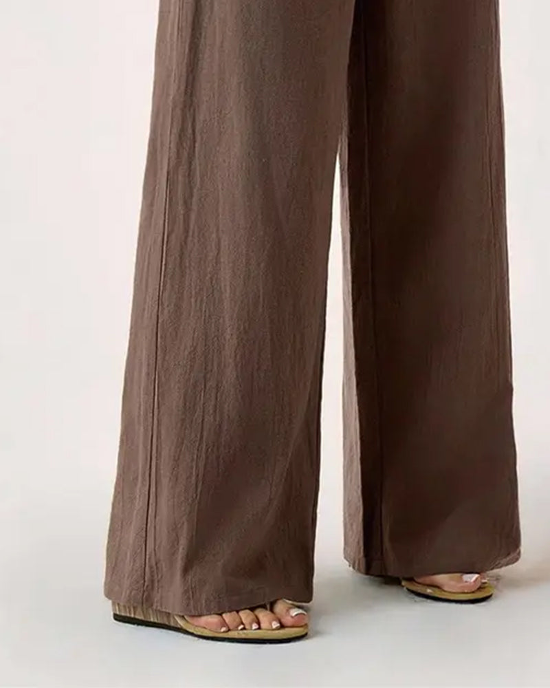 Broek Elastische Taille Zak Casual Wijd Pijp