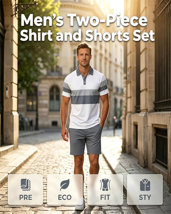 Set Gestreept Polo Heren Shorts