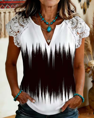 Blouse Stijlvol V-Hals Kleurblok