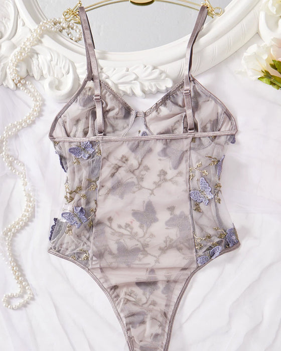 Eenstuk Lingerie Kant Bedrukte Spaghettibandjes