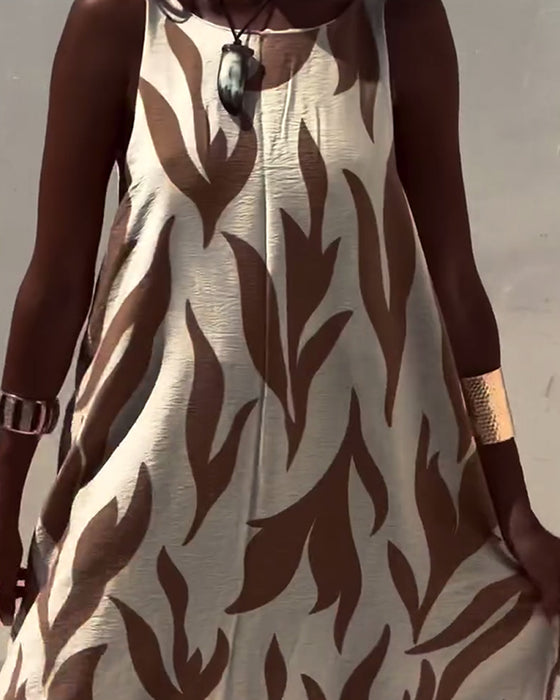 Jurk Mouwloos Rugloos Gedrukt