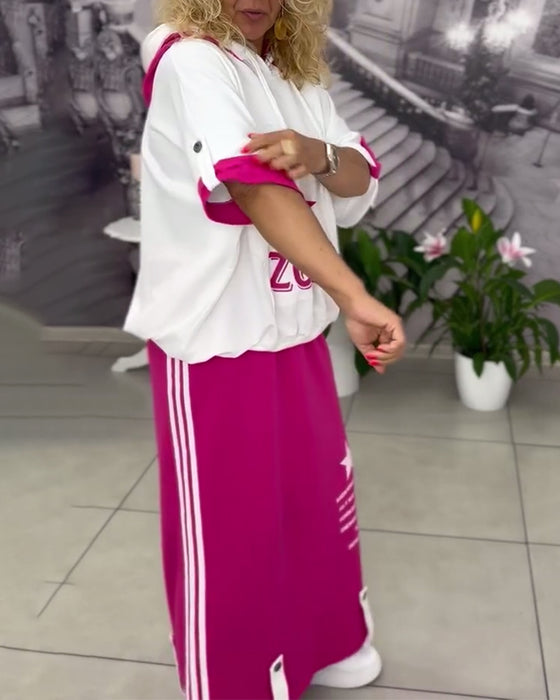 Set Met Capuchon Trekkoord Bedrukte Rok