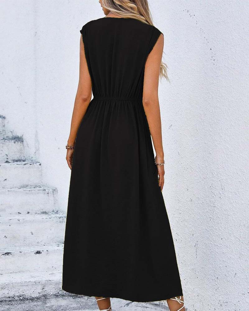 Jurk Effen Ingesnoerde Taille Strik