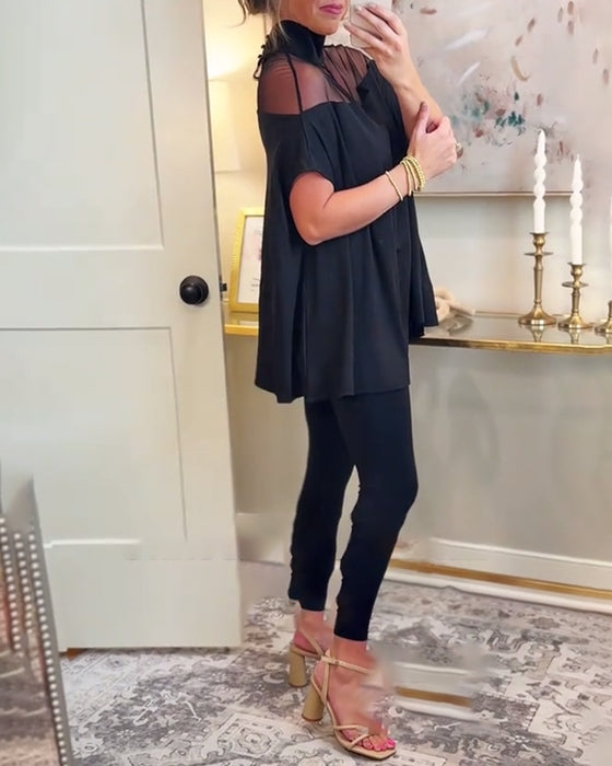 T-shirt stijlvol mesh patchwork elegant