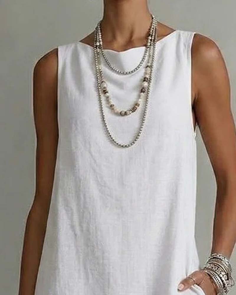 Jurk Onregelmatige Zoom Mouwloos Sheath