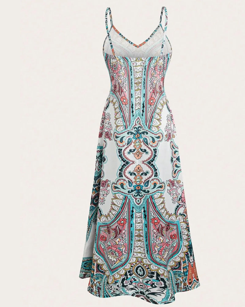 Jurk Vintage Print Camisole Maxi