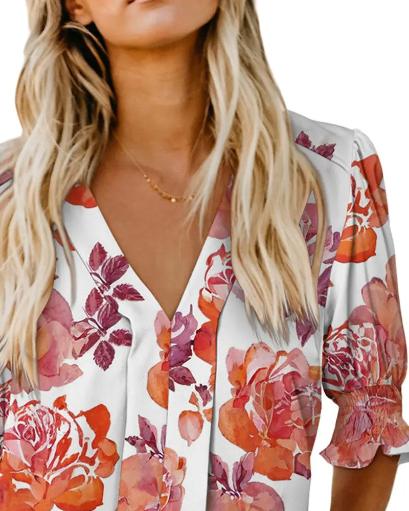 Blouse Elegant Kleine Bloemenprint