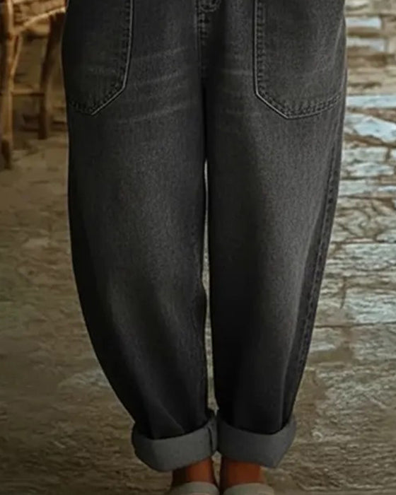 Jumpsuit Vrijblijvend Zak Denim