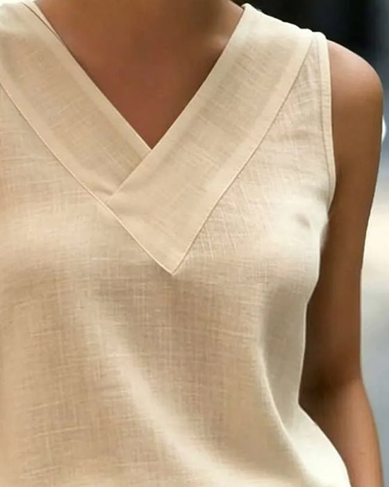 Tank Top Mouwloos V-Hals Kruis