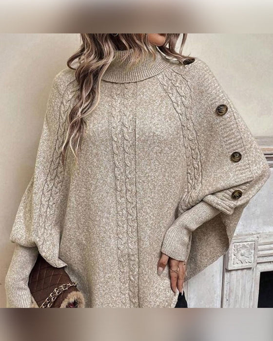 Pullover Turtleneck Onregelmatig Kabel Knoop