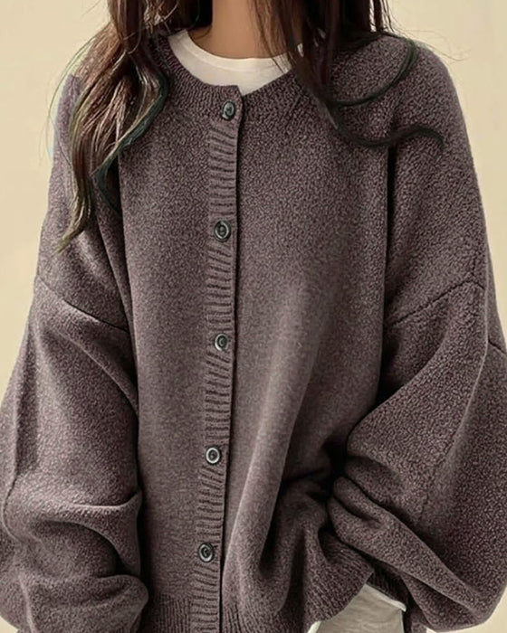 Cardigan Ronde Hals Geknoopt Trui