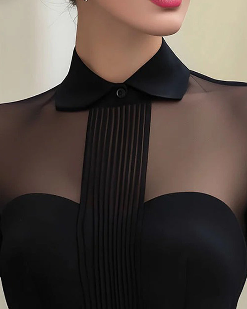Blouse Elegant Mesh Lange Mouw