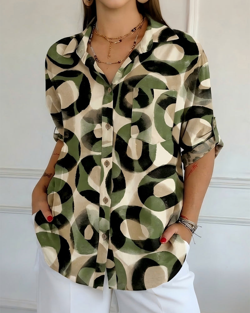 Overhemd Cirkelprint Relaxed-Fit