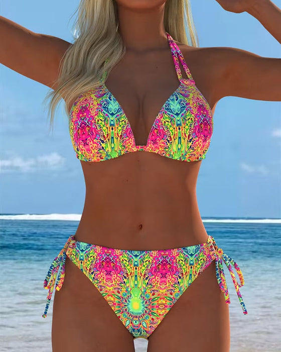Bikini Gekleurd Halter Print