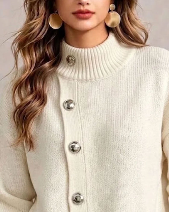 Pullover Turtleneck Diagonale Knoop Casual