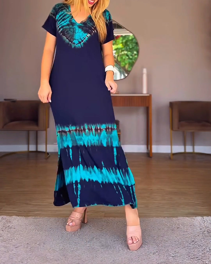 Jurk V-Hals Plaatsing Print