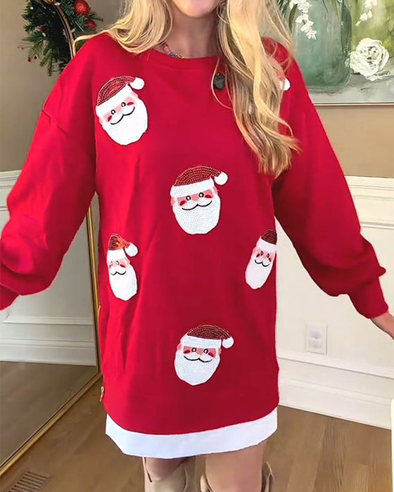 Jurk Kerstman Print Samengevoegd Sweatshirt