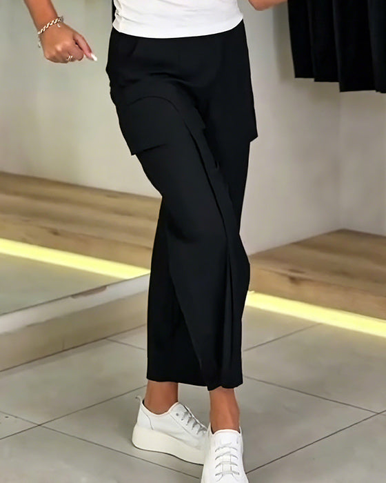 Broek Effen Kleur Zak Geknipt Casual