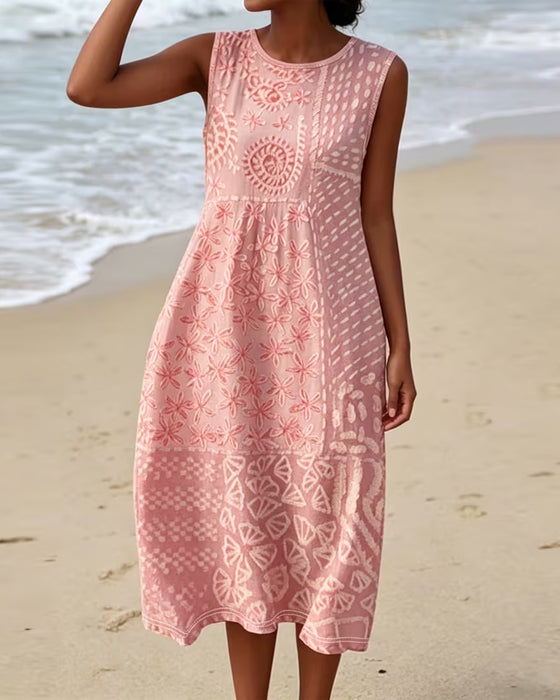 Jurk Patchwork Print Mouwloos