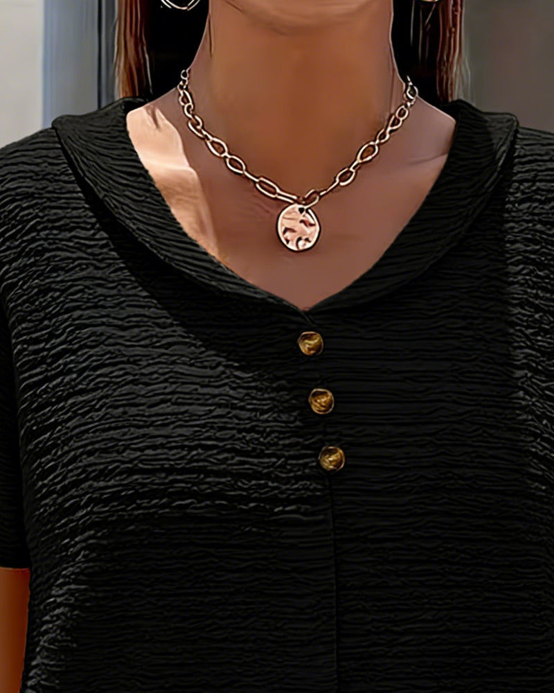 T-shirt Peter Pan Kraag Drie Knopen