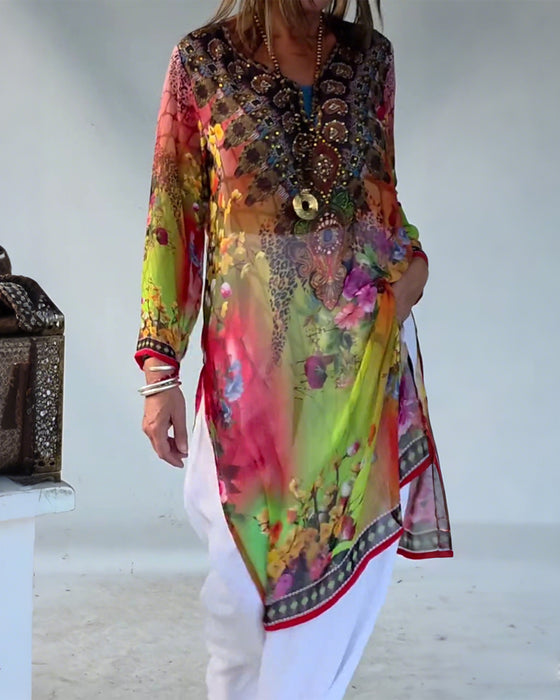 Jurk Bohemien Stijl V-Hals