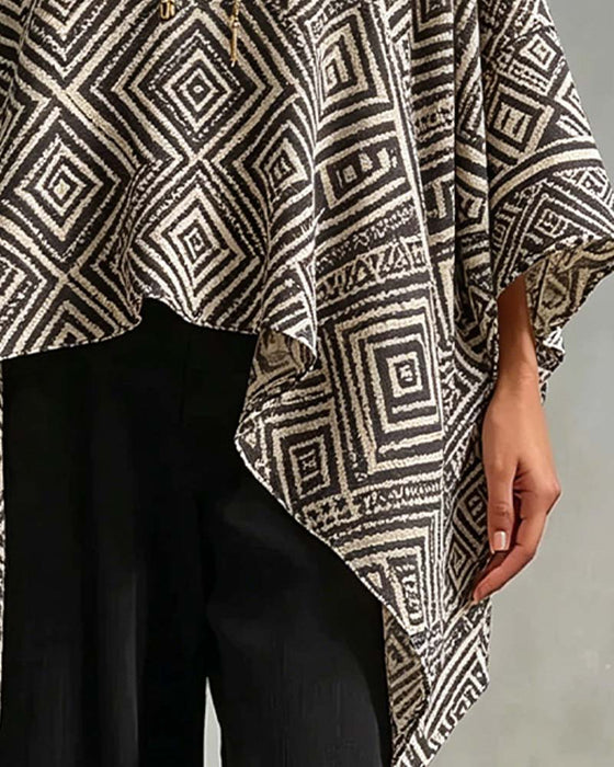 Blouse Diamant Patroon Onregelmatig Casual