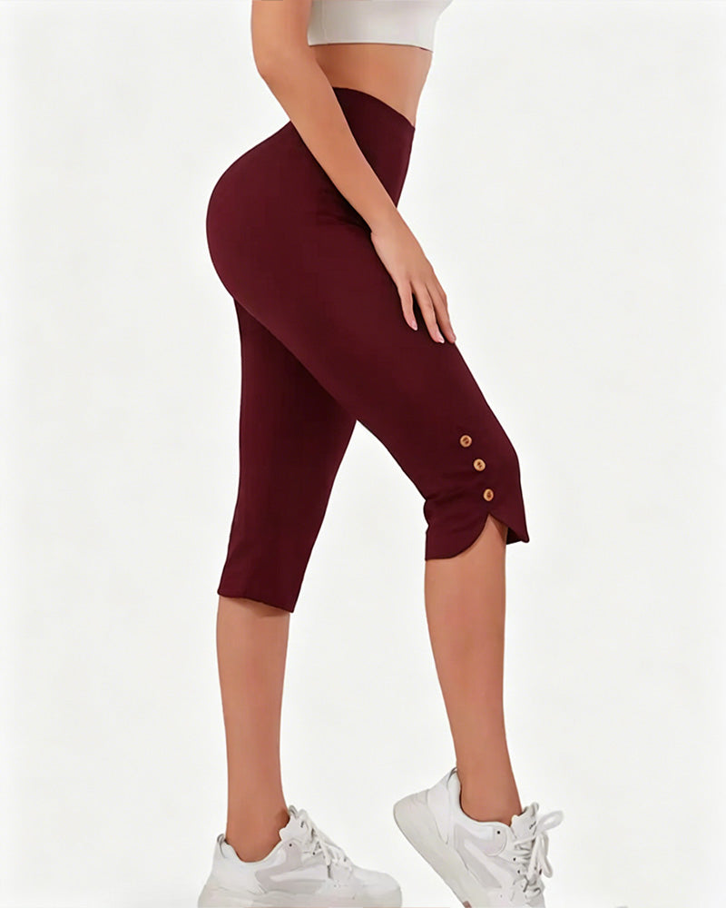 Leggings Effen Slim-Fit Ingekort