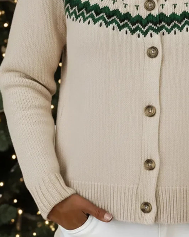 Langmouwige Geprinte Cardigan Met Knoopsluiting