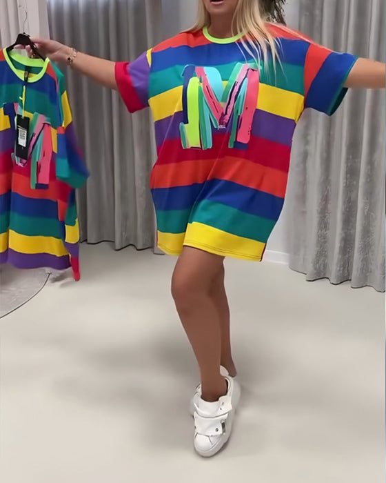 Jurk Regenboog Gestreept Letter