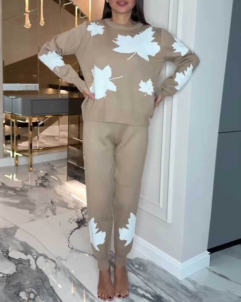 Tweedelig Setje Met Esdoornbladprint