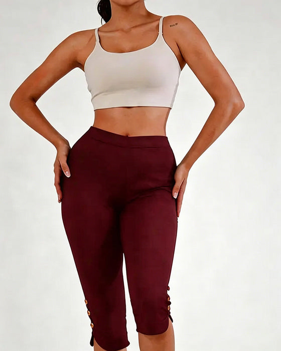Leggings Effen Slim-Fit Ingekort