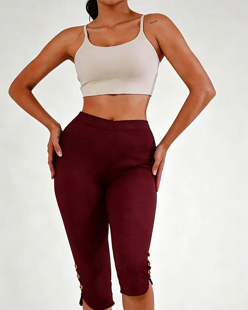 Leggings Effen Slim-Fit Ingekort
