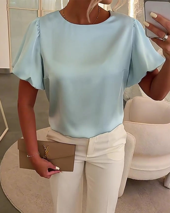 Blouses Satin Korte Mouw Drapeau