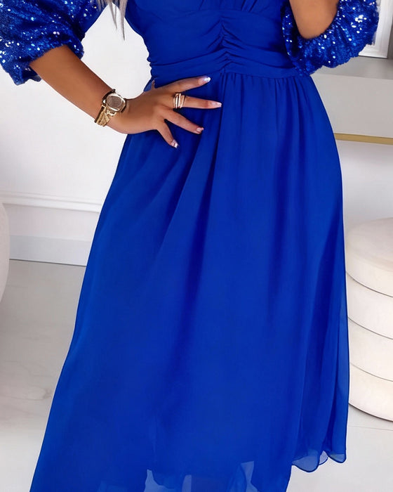 Jurk Modieus Pofmouw V-Hals