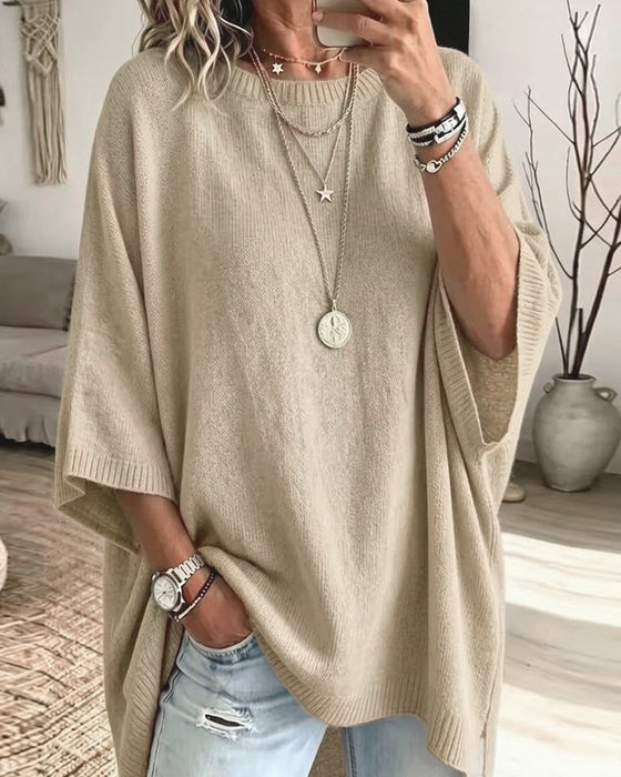 Pullover Losse Ronde Hals Effen