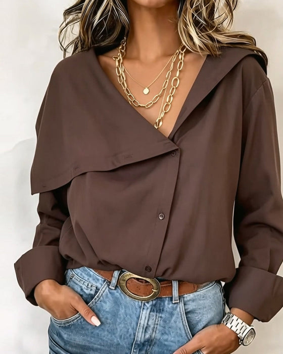 Blouse Diepe V Asymmetrisch Knoop Slag