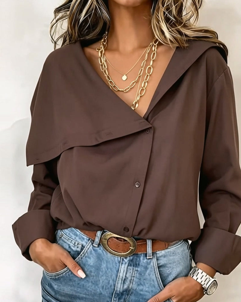 Blouse Diepe V Asymmetrisch Knoop Slag