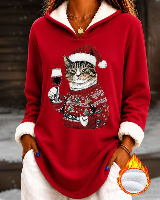 Hoodie Met Capuchon Feestdagen Print Relaxed