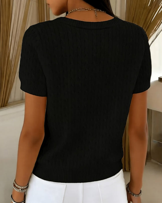 Pullover Ronde Hals Korte Mouw Effen Casual