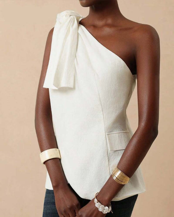 Blouse Off-Shoulder Kruis Strik Design