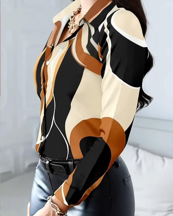 Overhemd Met Stijlvolle Geometrische Kraag